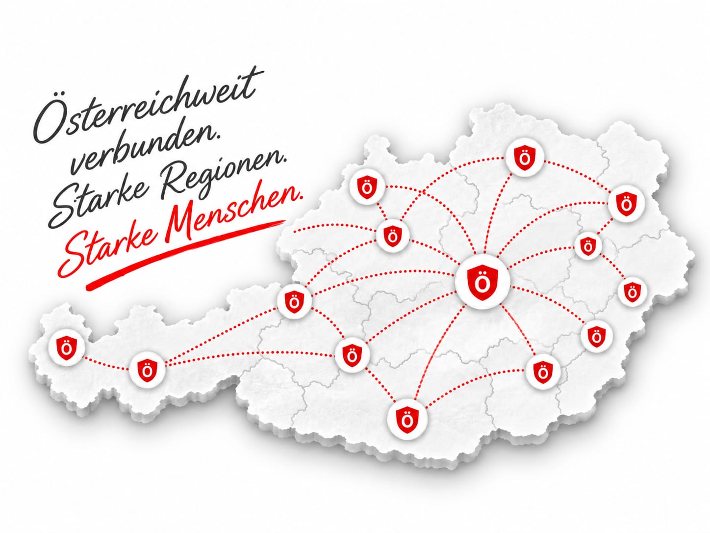 Österreichkarte mit verbundenen Regionen
