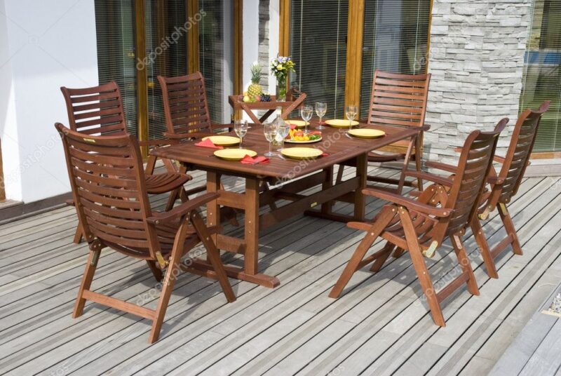 Massiver Gartentisch mit 6 Stühlen – Holz – Perfekt für Terrasse oder Garten