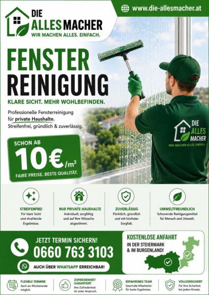 Fensterreinigung für private Haushalte – Die Allesmacher