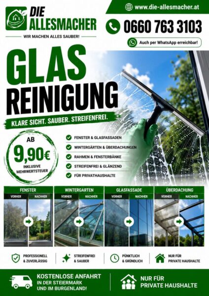 Glasreinigung & Fensterreinigung – Die Allesmacher