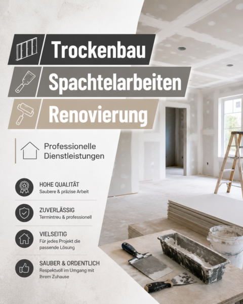 Trockenbau, Spachtelarbeiten & Innenrenovierung