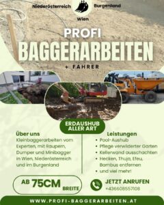 Profi-Baggerarbeiten + Fahrer in Wien, NÖ & Burgenland