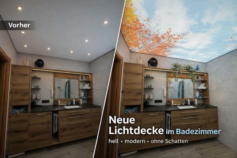 Moderne Badezimmerdecken, Spanndecken und Lichtdecken