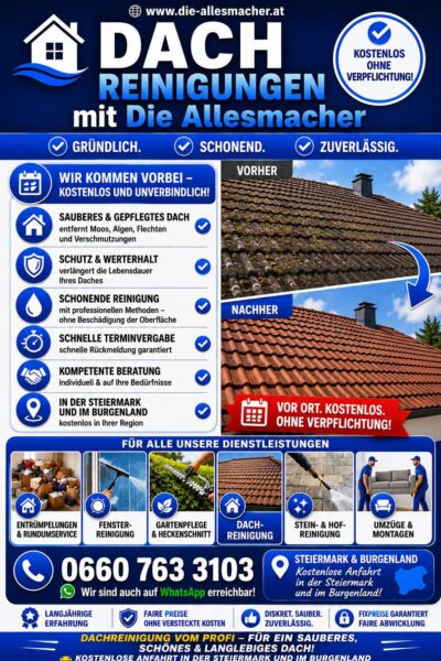 Professionelle Dachreinigung in der Steiermark und im Burgenland