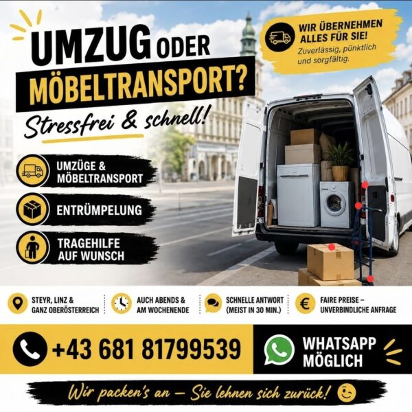 Transporter mieten und Möbeltransport in ganz Österreich