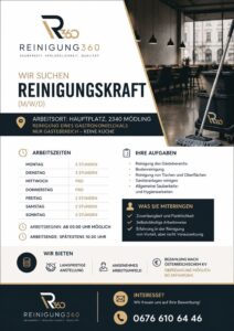 Reinigungskraft für Gastronomielokal in Mödling gesucht