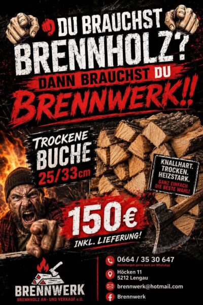 Trockenes Buchenbrennholz mit Lieferung in Lengau