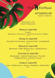 Mittagsteller im Pink Elephant Graz vom 3. bis 7. August 2026