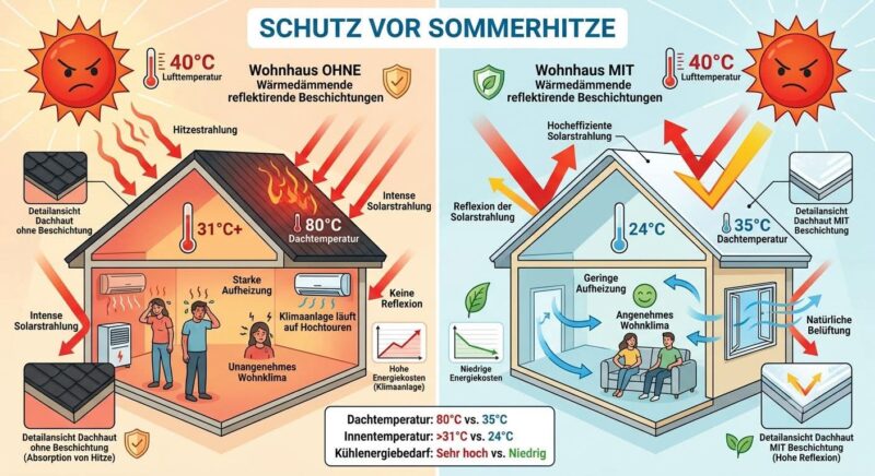Thermoreflektierende Beschichtung für Dach und Fassade